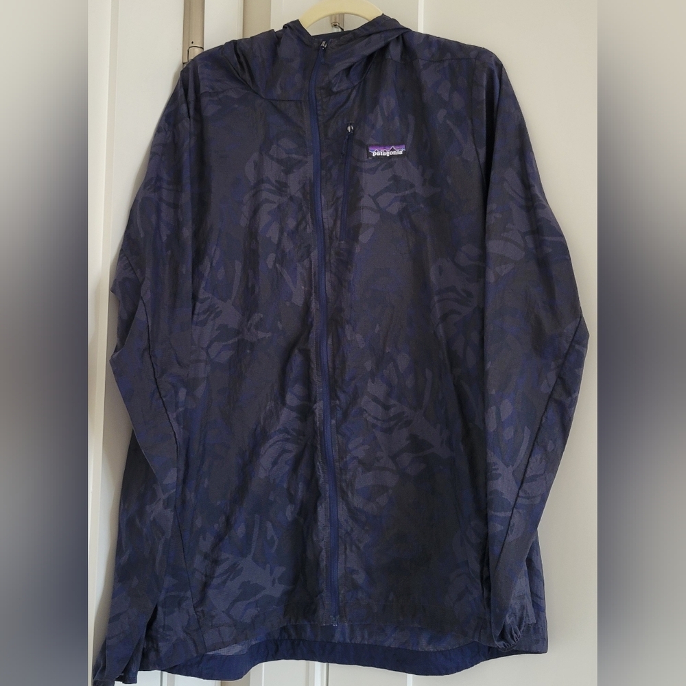 Patagonia Men's Houdini Dark Blue Camo With Hood Windbreaker XL